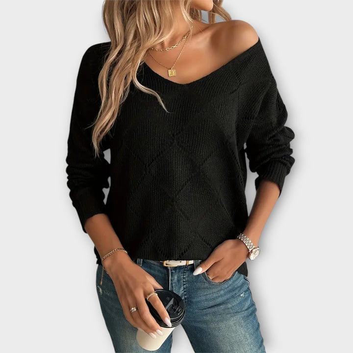 Evers - Schwarzer lässiger Pullover mit Rautenmuster