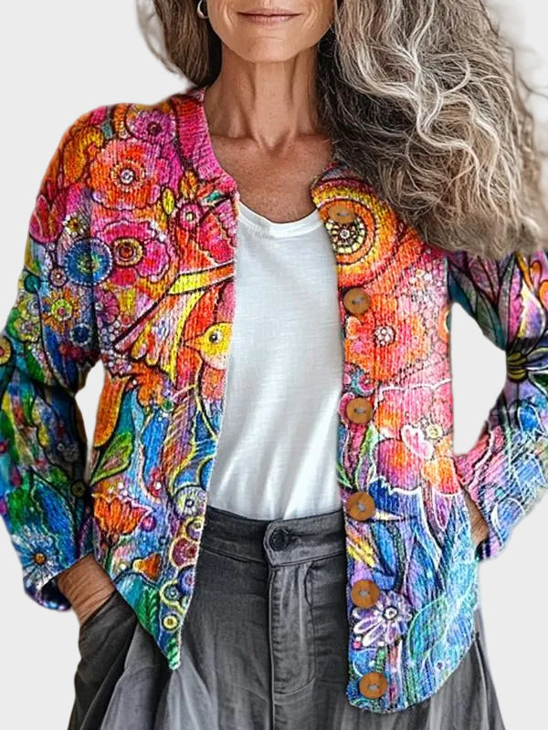 Imogen™ – Farbige, chünschtlerische Strickjacke