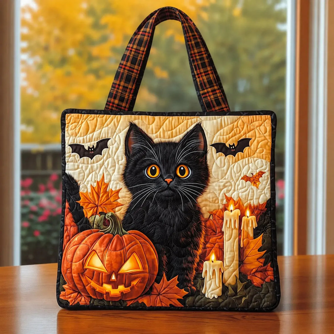 Handgmachti Halloween-Täsche mit ere schwarze Chatz