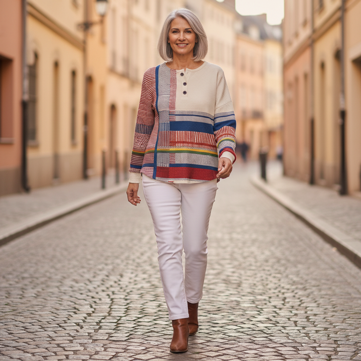 Marguerite – Gstreifte Pullover mit Farbflächi
