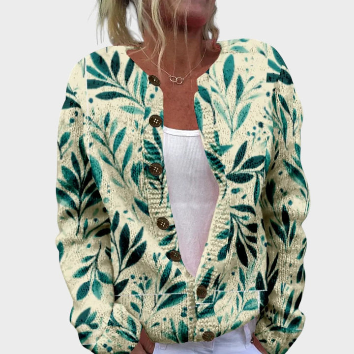 Francisca – Herbstlicher Blumen-Cardigan