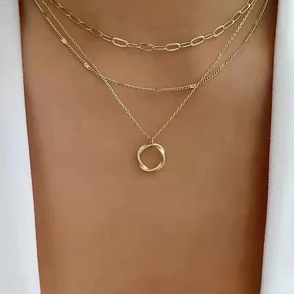 Retro-goldfarbigi Layered-Halschätti