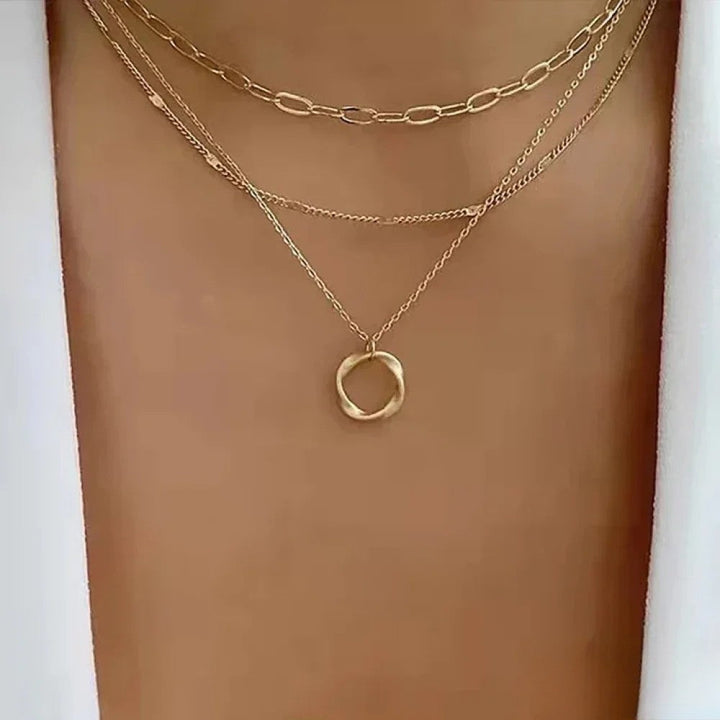 Retro-goldfarbigi Layered-Halschätti