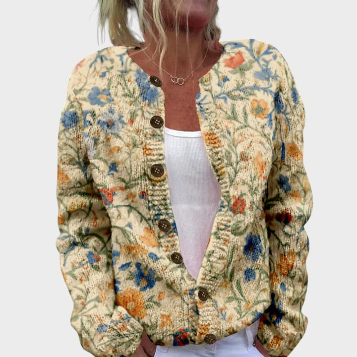Cláudia – Herbschtliche Blueme-Cardigan