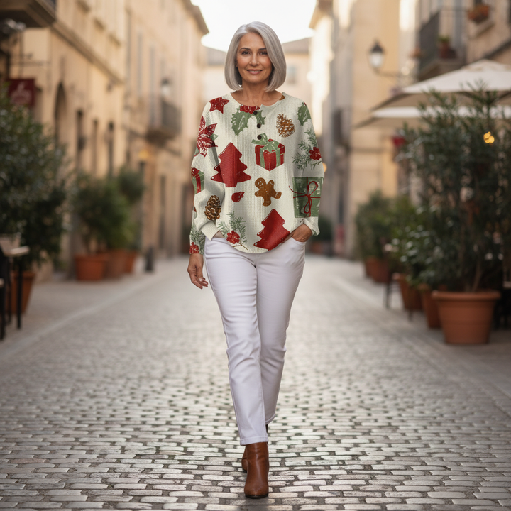 Olivia – Wiehnachtspullover mit Tannebäum und Gschenk