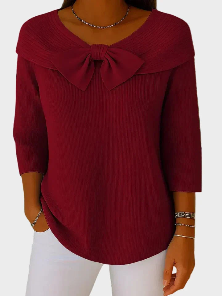 Aline – Weicher und eleganter Pullover mit Schleife