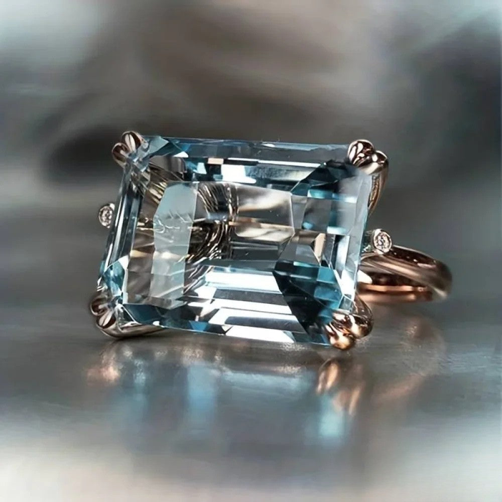 En klassische Vintage-Ring mit eme blaue Stei
