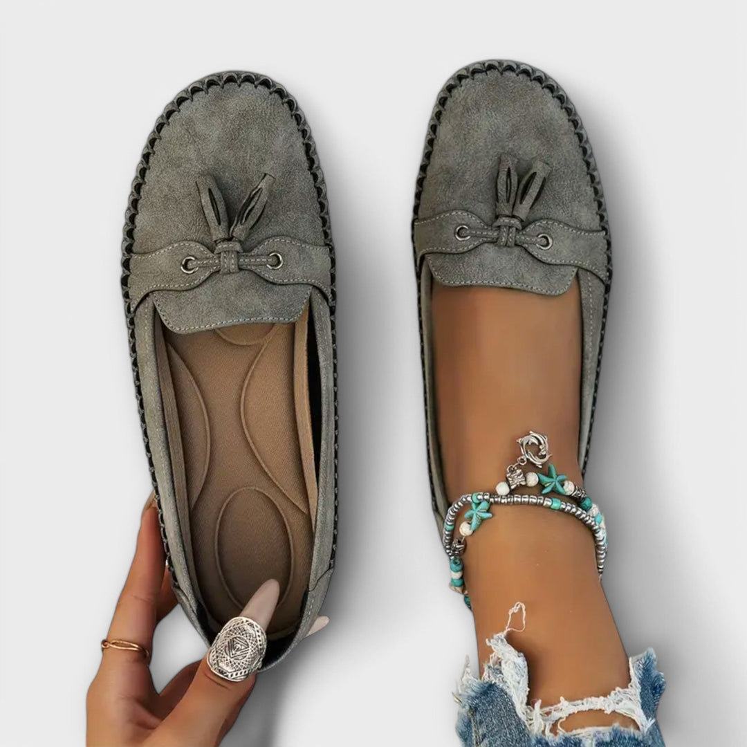 Lieselotte – Blaui Boots-Loafer mit Quaschte