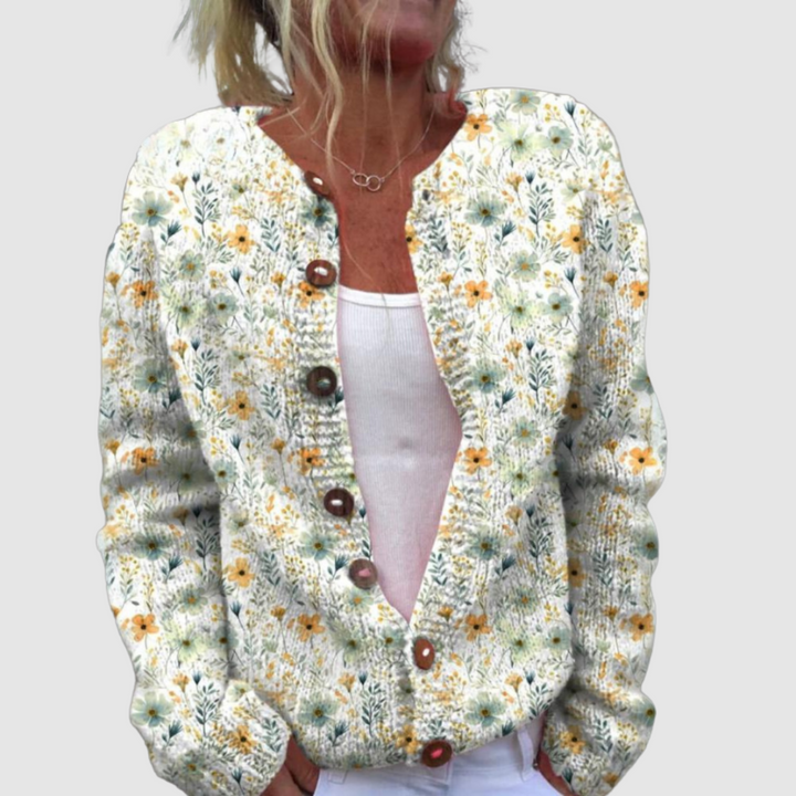 Josefína – Strickjacke mit Blumenmuster
