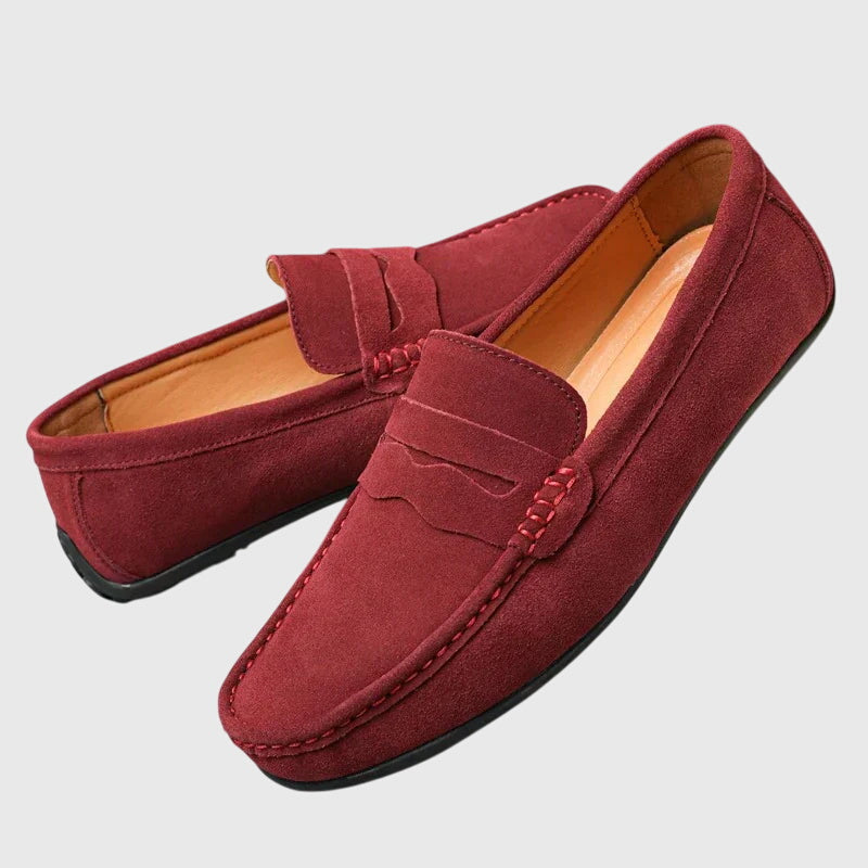 Roswitha – Bordeauxroti Wildleder-Slippers