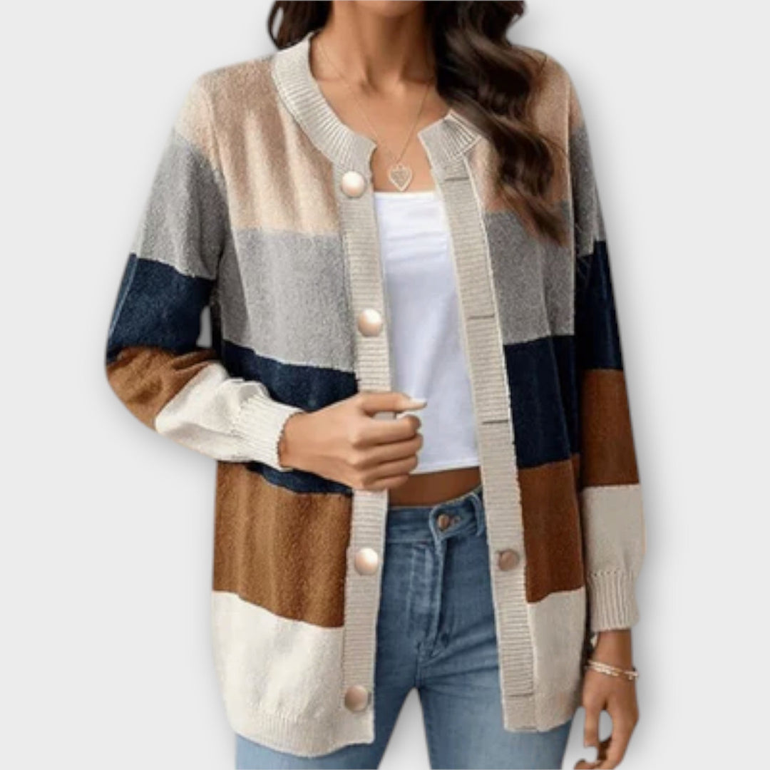Lotenia - Pastellfarbene gestreifte Strickjacke