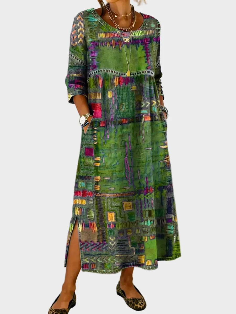 Inaya – Denim-Chleid mit Ethno-Patchwork