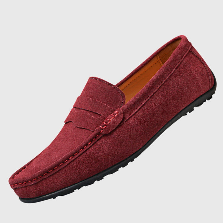 Roswitha – Bordeauxroti Wildleder-Slippers