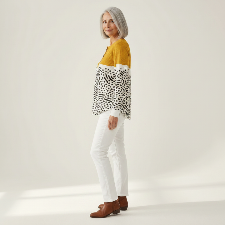 Livie – Senfgälbe Pulli mit Pünktli