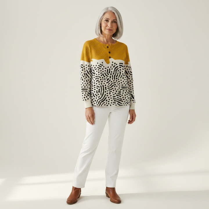 Livie – Senfgälbe Pulli mit Pünktli