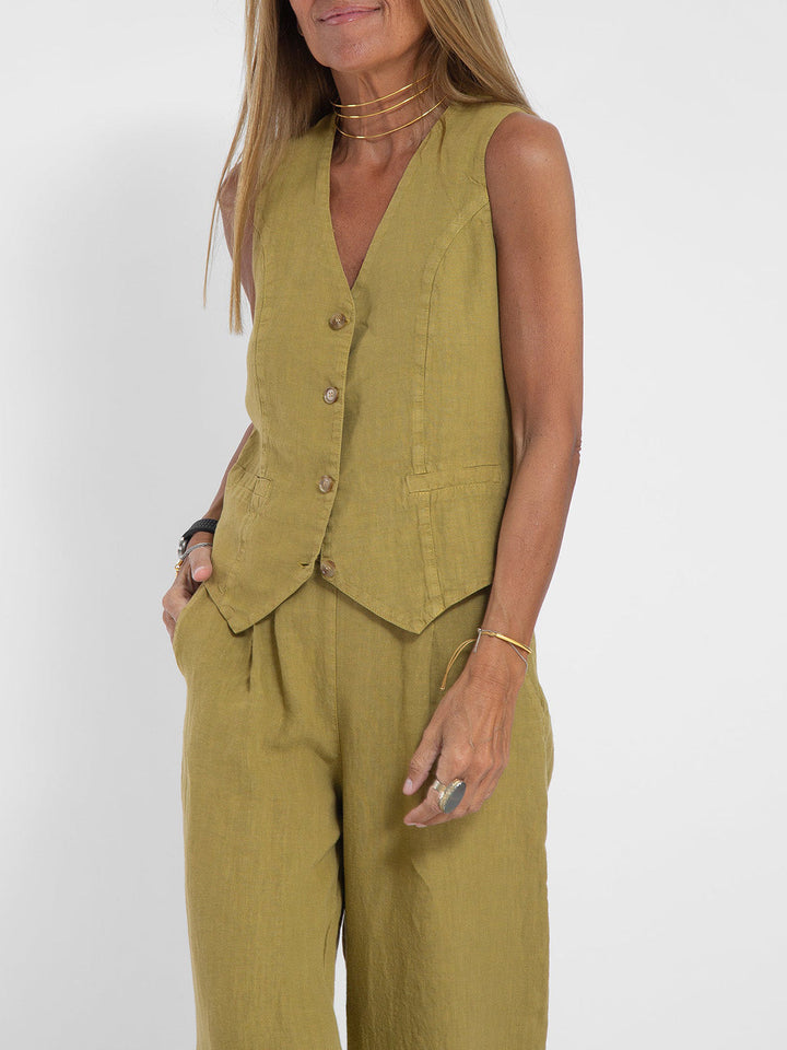 Aira - Ensemble Weste mit Knöpfen und weite Hose