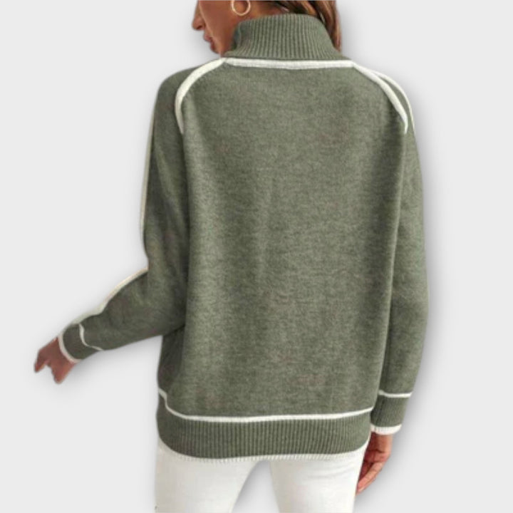 Christine – Luxus-olivgrüene Strickpullover