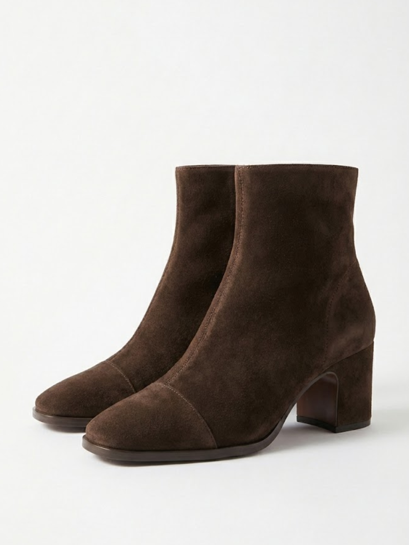 Alma – Veloursleder-Stiefelette mit Absatz