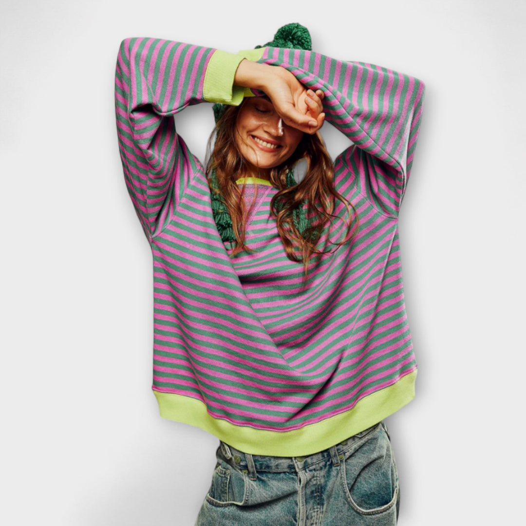Marlene - Blau-weiss gestreifter Oversize-Pullover