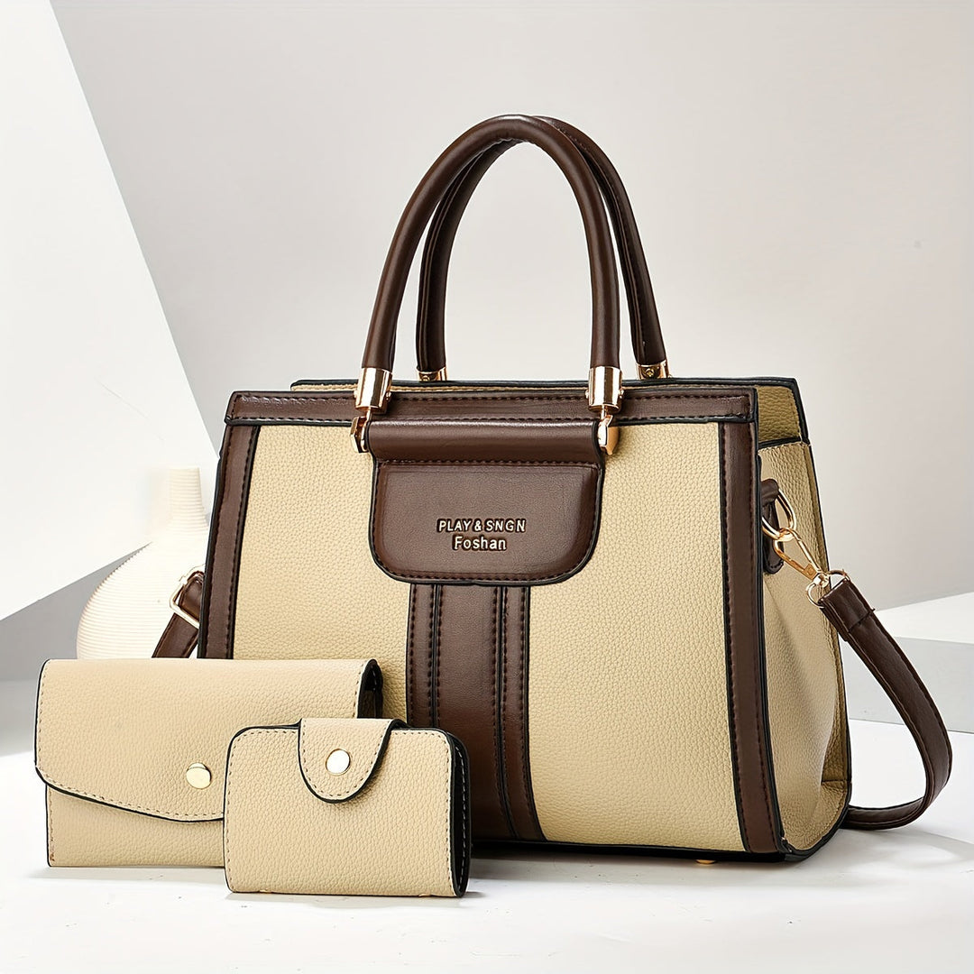 Luna – Elegants 3-teiligs Ledertasche-Set