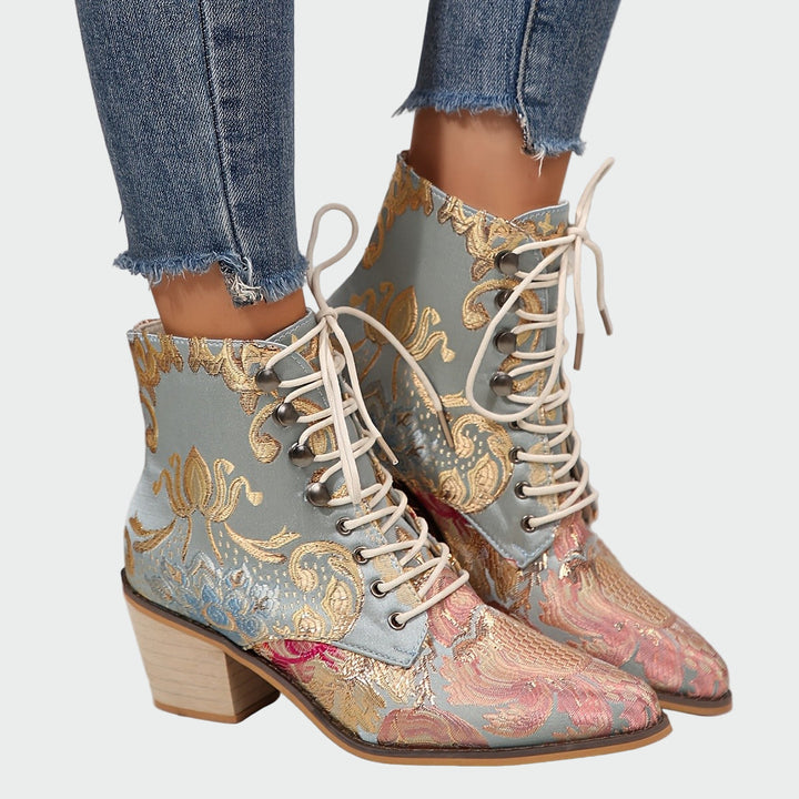 Meda – Lederstiefel mit Blumen