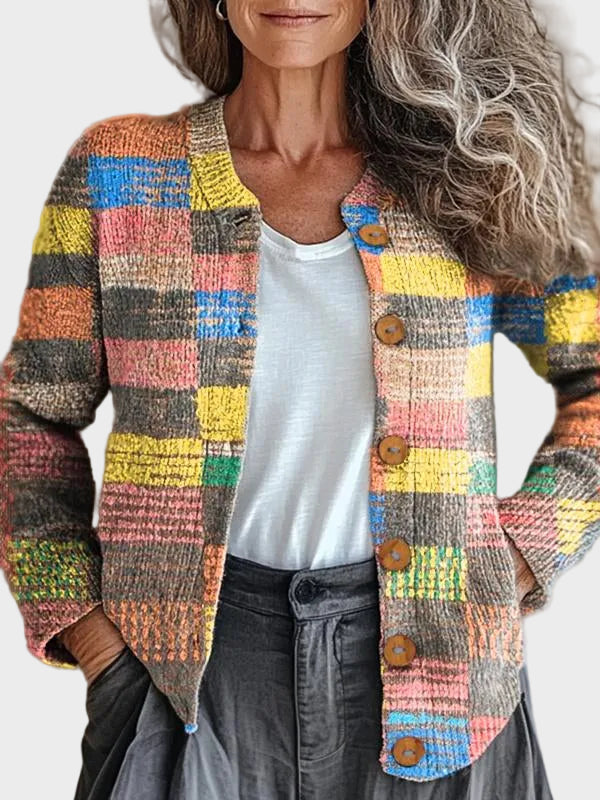 Mossfield™ | Strickjacke mit mehrfarbigem Karomuster