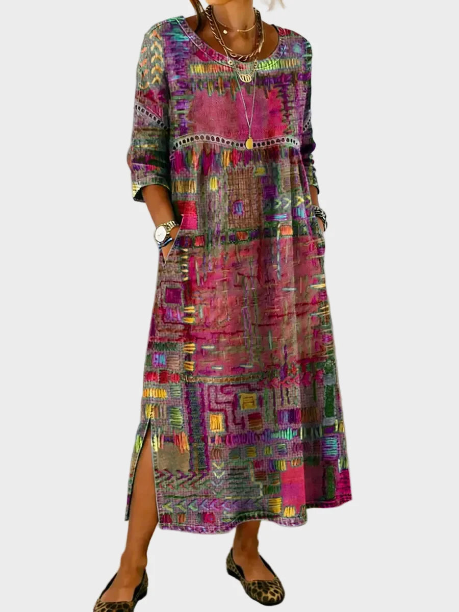 Inaya – Denim-Chleid mit Ethno-Patchwork