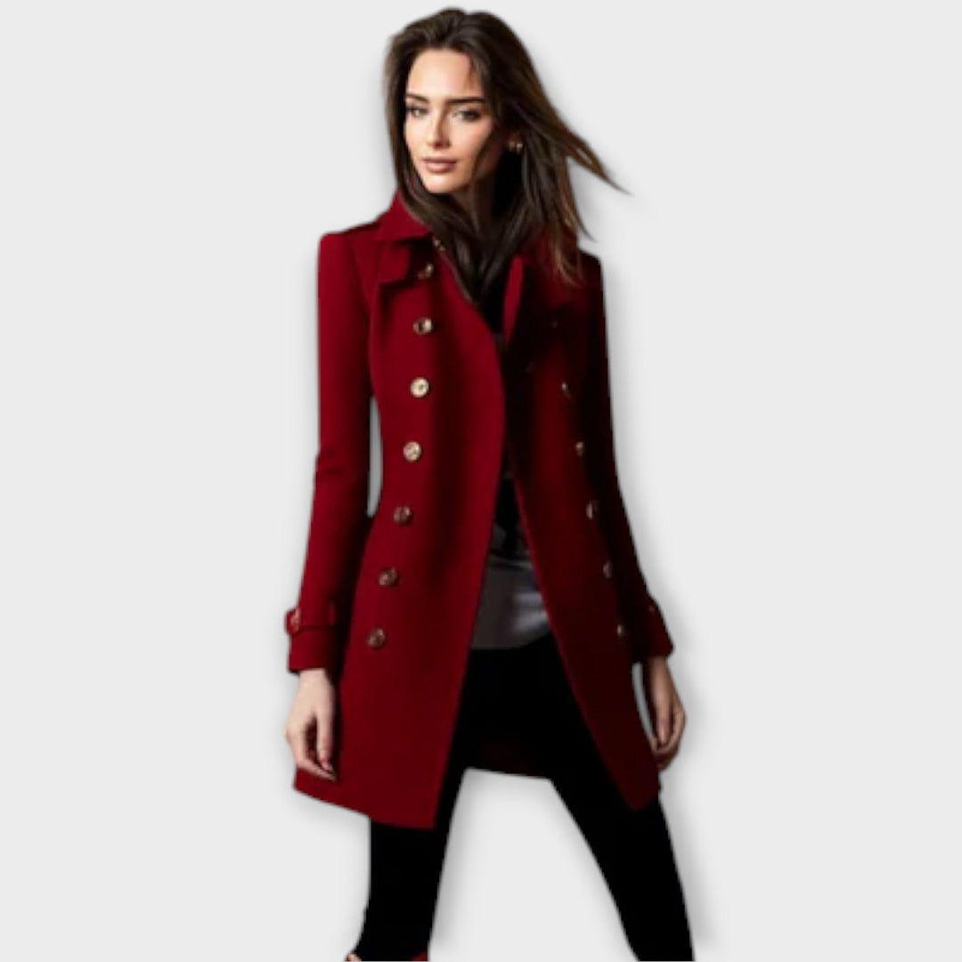 Linda - Blauer doppelreihiger Trenchcoat