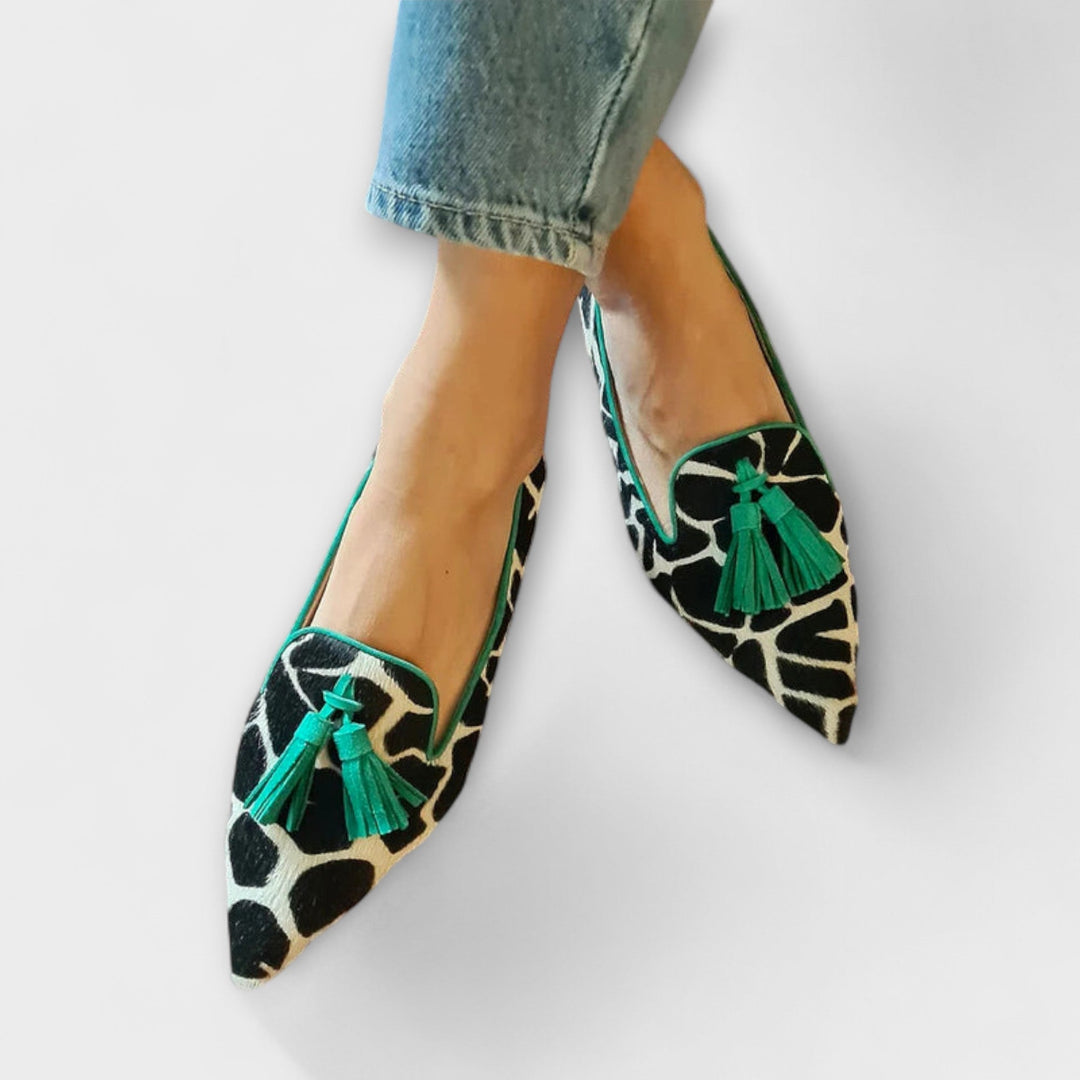 Juliane – Leoparde-Slipper mit Quaschte