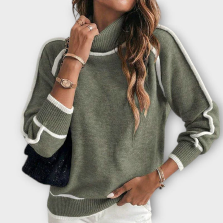 Christine – Luxus-olivgrüene Strickpullover