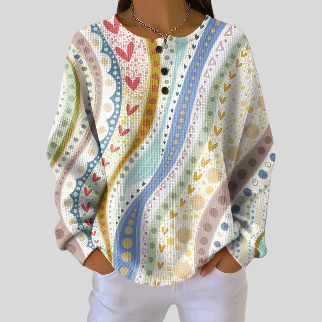 Lucienne – Pullover mit wellige Streife und Muster