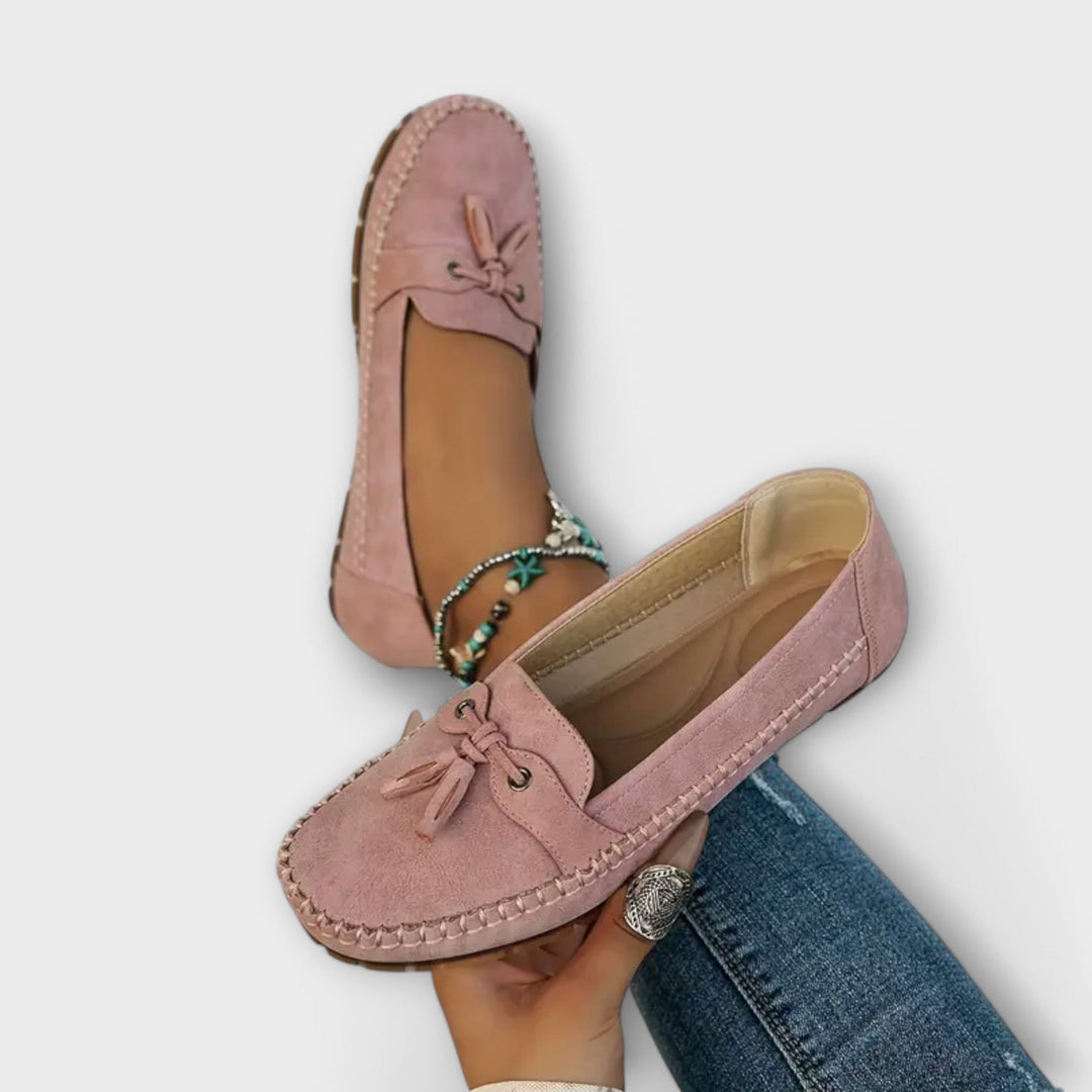 Lieselotte – Blaui Boots-Loafer mit Quaschte