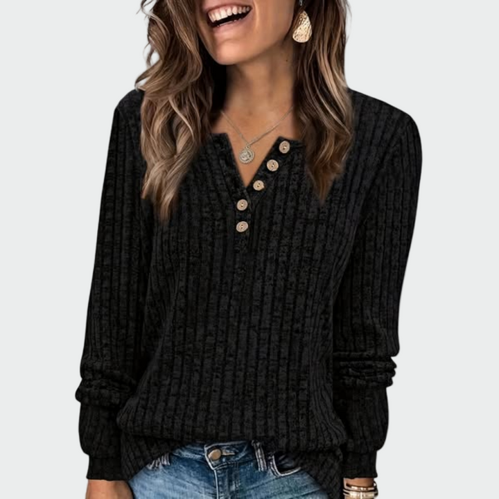 Ema – Damen-Strickpullover mit Knöpfen