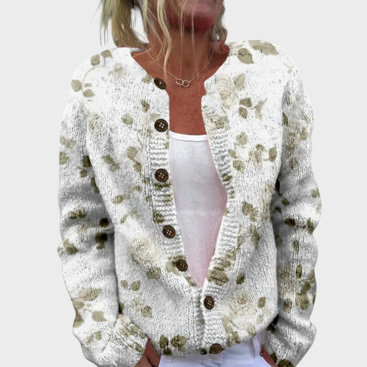 Joana – Herbstlich-blumige Strickjacke