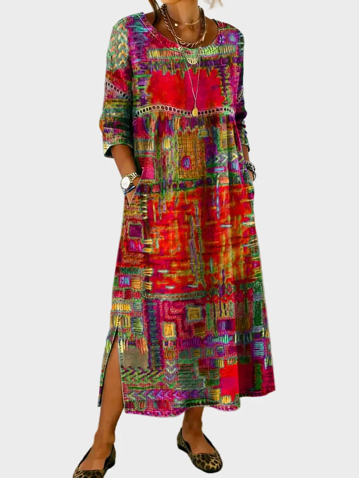 Inaya – Denim-Chleid mit Ethno-Patchwork