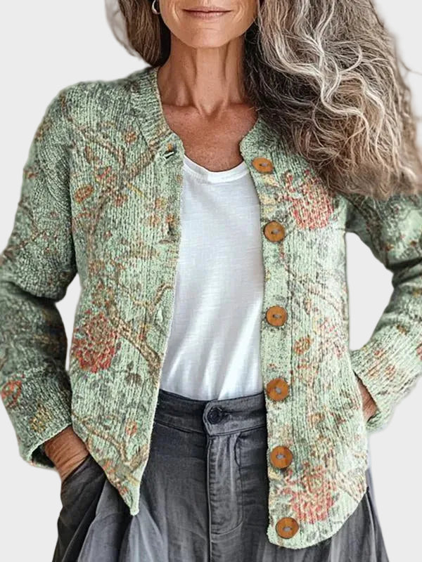 Jemrose™ | Strickjacke mit Pflanzenmuster
