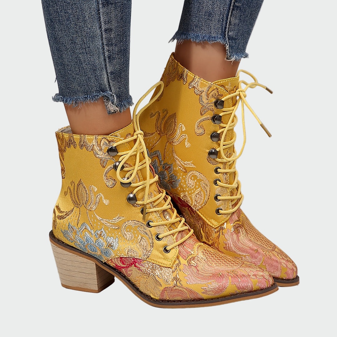 Meda – Lederstiefel mit Blumen