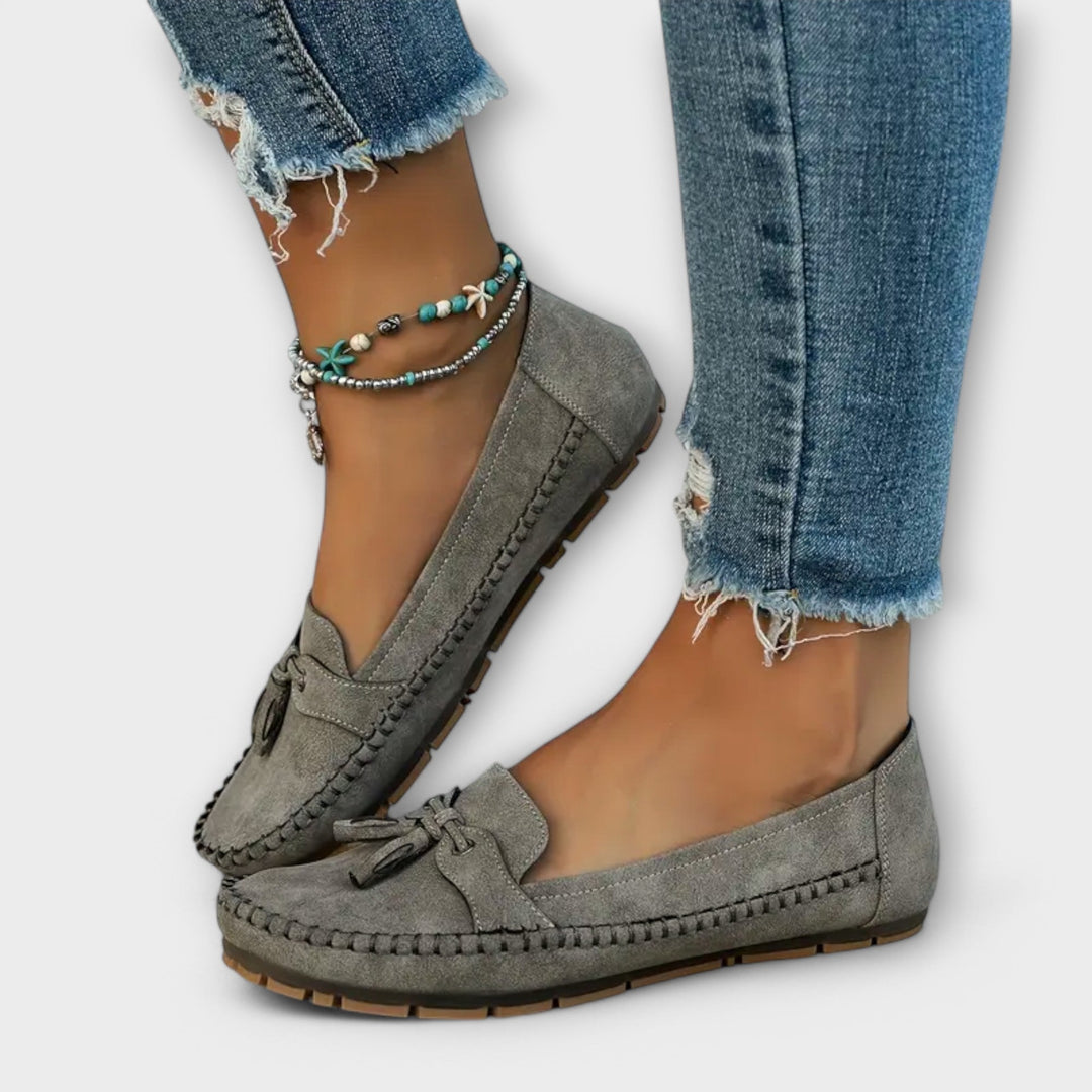 Lieselotte – Blaui Boots-Loafer mit Quaschte
