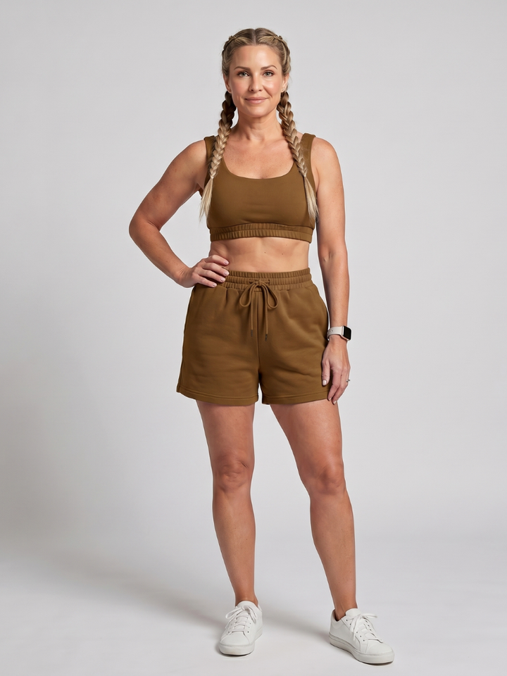 Lysem | Ärmelloses Crop-Top mit Rundhalsausschnitt und Shorts-Set