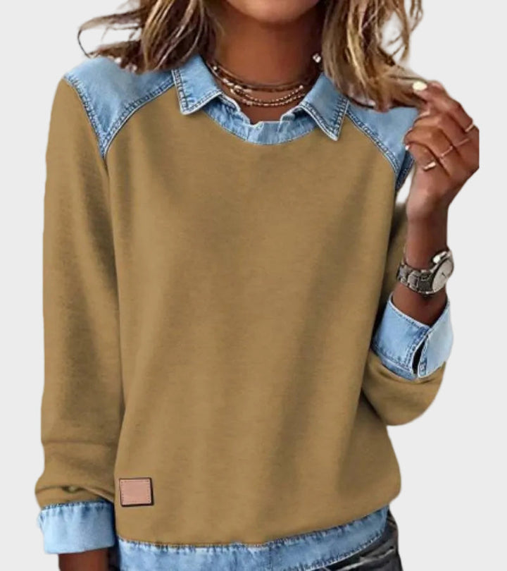 Ravit – Gflochteni Jeansbluse mit lange Ärmle