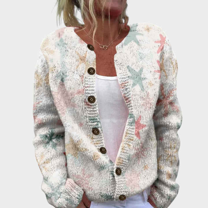 Leonor – Herbstlicher Blumen-Cardigan