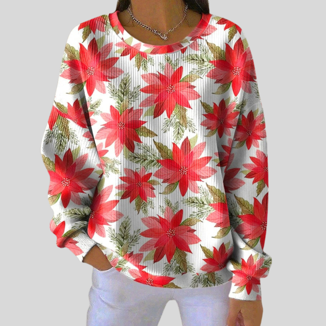 Thaïs – Wiisse Pulli mit rote Wiehnachtsstärn