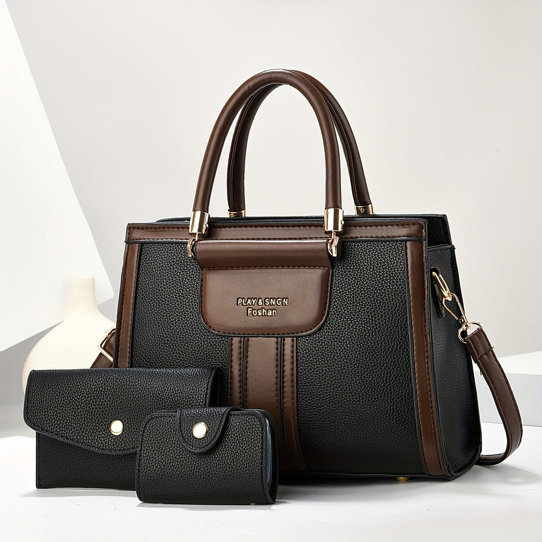 Luna – Elegants 3-teiligs Ledertasche-Set