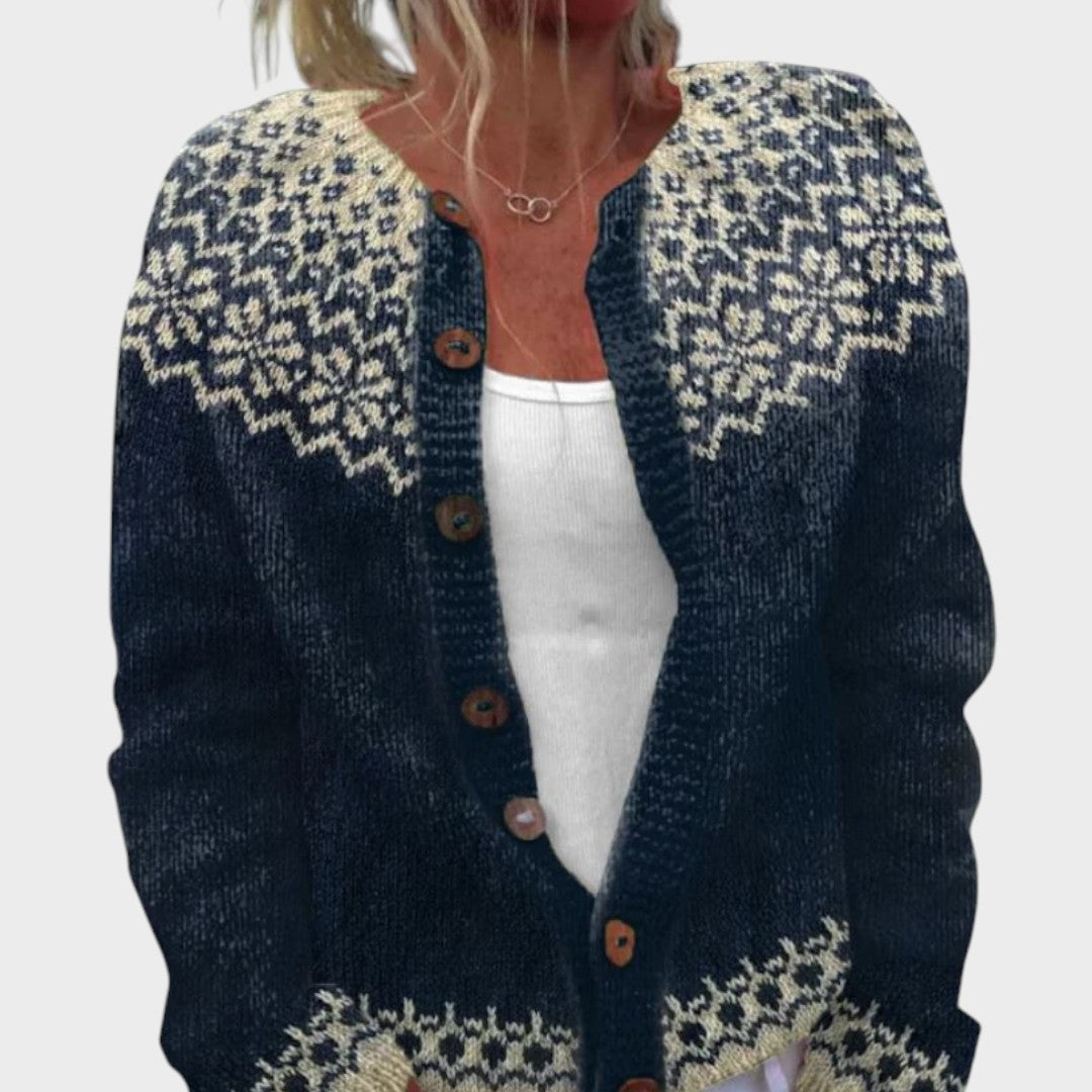 Matilde – Herbstlicher Blumen-Cardigan