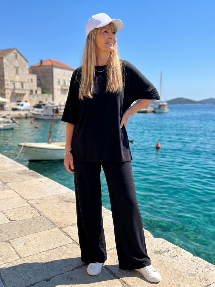 Ramse | Oversize-Set mit kurzärmligem Oberteil und Hose mit weitem Bein