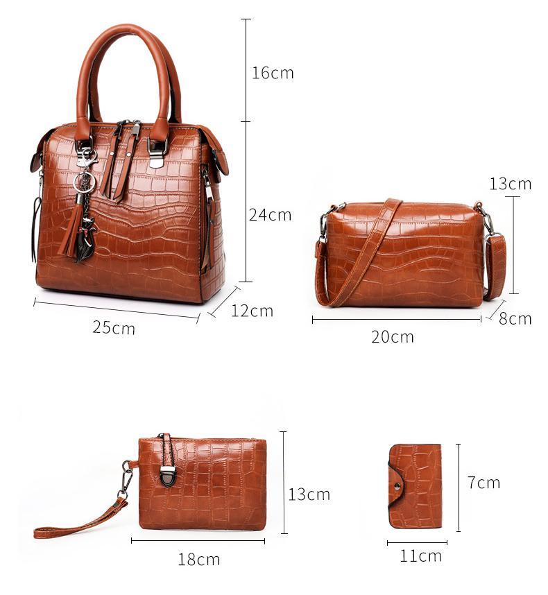 Evelyn – Eleganz für de Alltag, 4-teiligs Lädertasche-Set