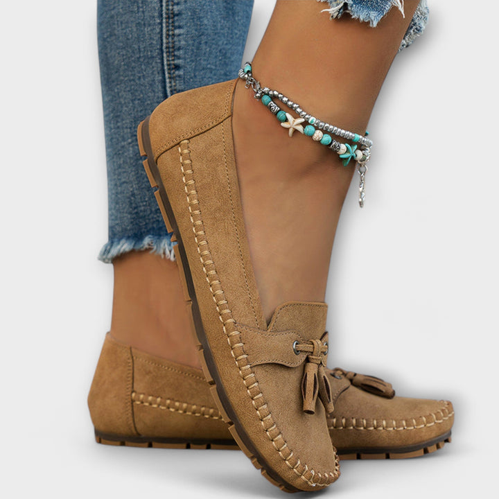Lieselotte – Blaui Boots-Loafer mit Quaschte