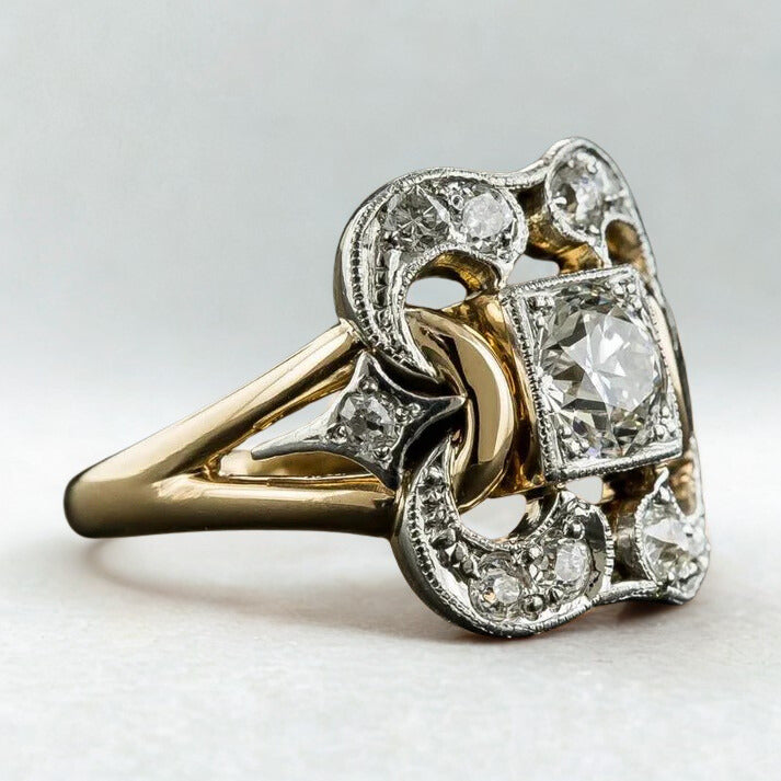 Vintage-Goldring mit Zirkonia