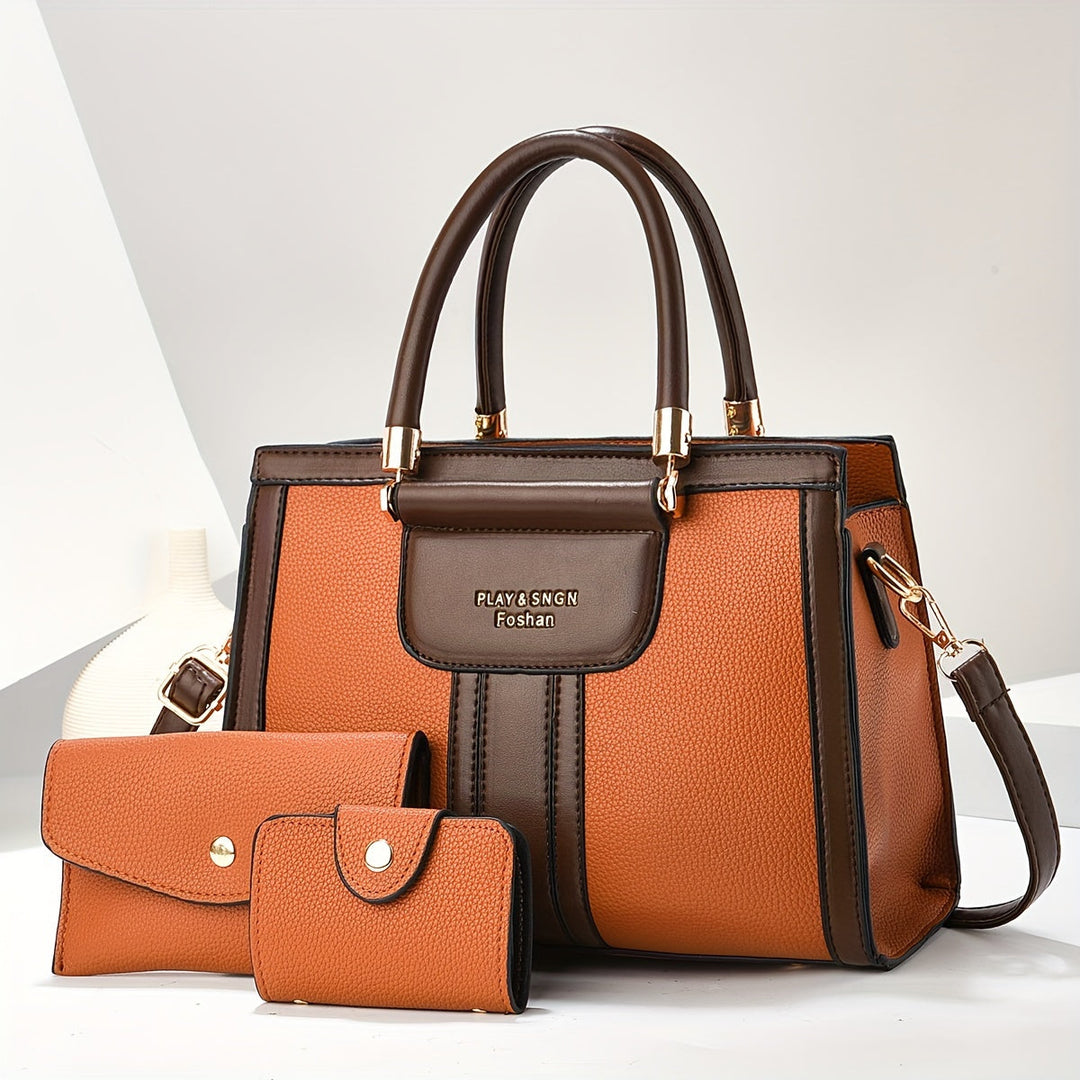 Luna – Elegants 3-teiligs Ledertasche-Set