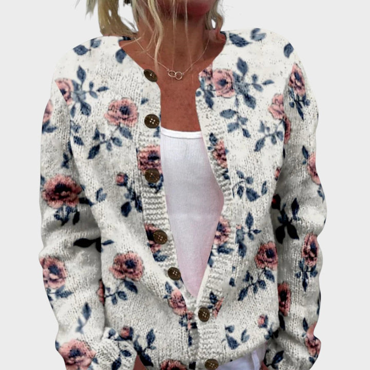 Laura – Herbstlicher Blumen-Cardigan